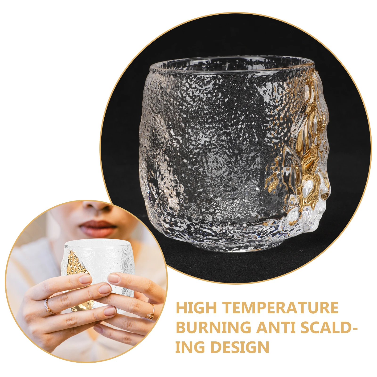 

Japanese Style Glass Tea Cup Transparent Double Walled Beverage Cup for Office Home Drinking Juice