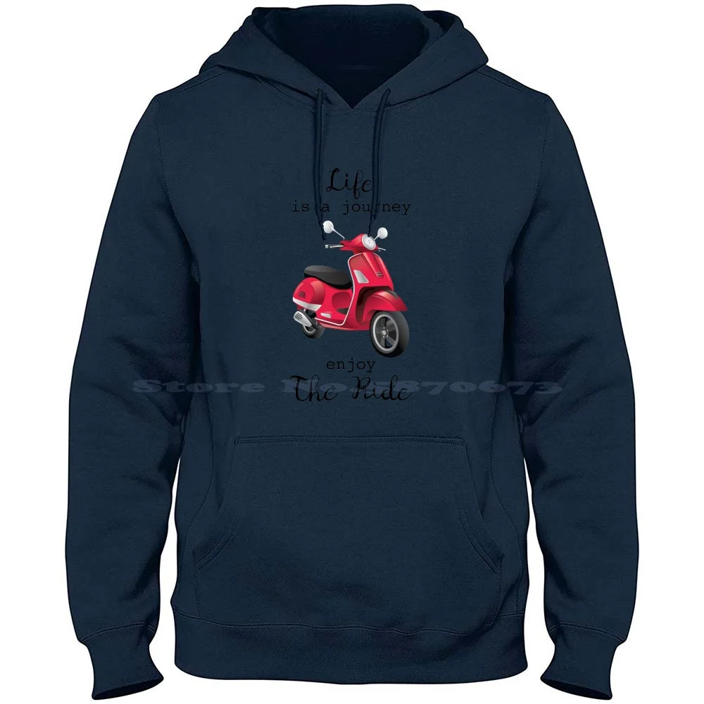 Life Is A Journey Enjoy The Ride 100% Cotton Hoodie Motorcycle Scooter Italy Italian Classic Vintage