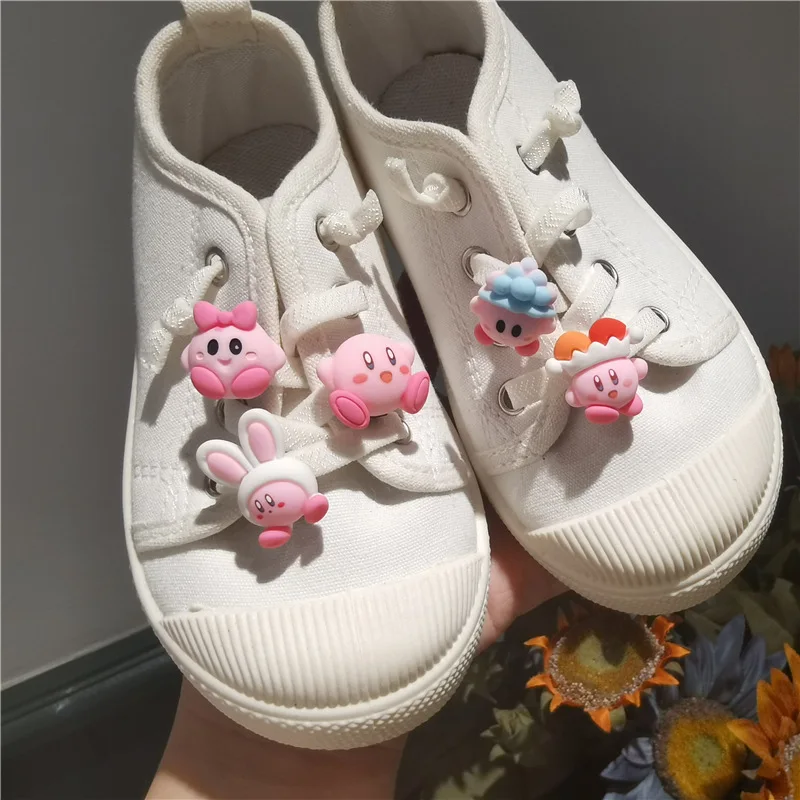 Anime-Kirby Children Shoe Buckles Cute Three-Dimensional Cartoon Shoelace Buckle Removable Girl Heart Shoes Flower Kids Gift