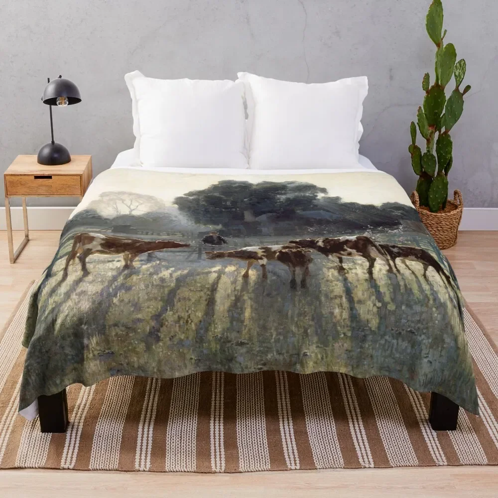 Manta de lana ultrasuave de franela con diseño de Painting Spring Frost de Elioth Gruner para todas las estaciones