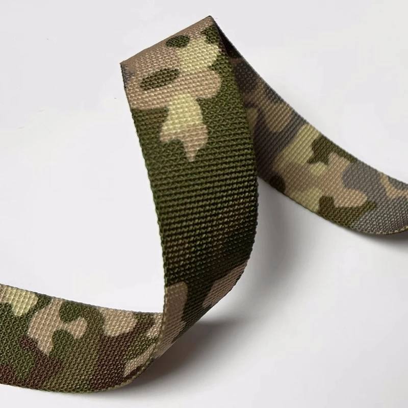 2.5cm Width German Flecktarn Spot Camouflage Webbing Non-elastic Edging Strap Knapsack Belt Fabric Accessory 1 Meter