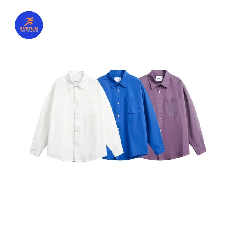 

SVETLIN EU US Size Luxury Quality Casual Shirt Classical Vintage Oversize Solid Cotton Men Long Sleeve Shirt