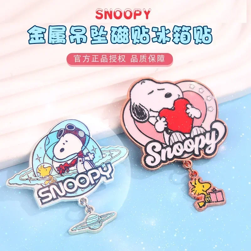 Snoopy Brooch Cute Anime Figure Woodstock Dog   Metal Refrigerator Magnet Cute Cartoon Puppy badge Magnetic Sticker Kitchen