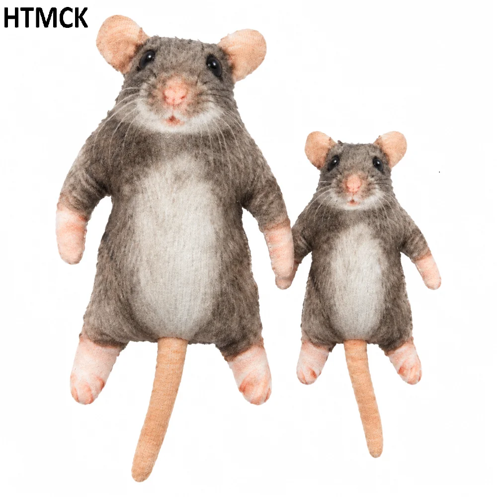 HTMCK New Model of Simulated Rat and Rat Cat and Dog Entertainment Spoof Plush Doll with Skeleton Concave Shape Pet Toy