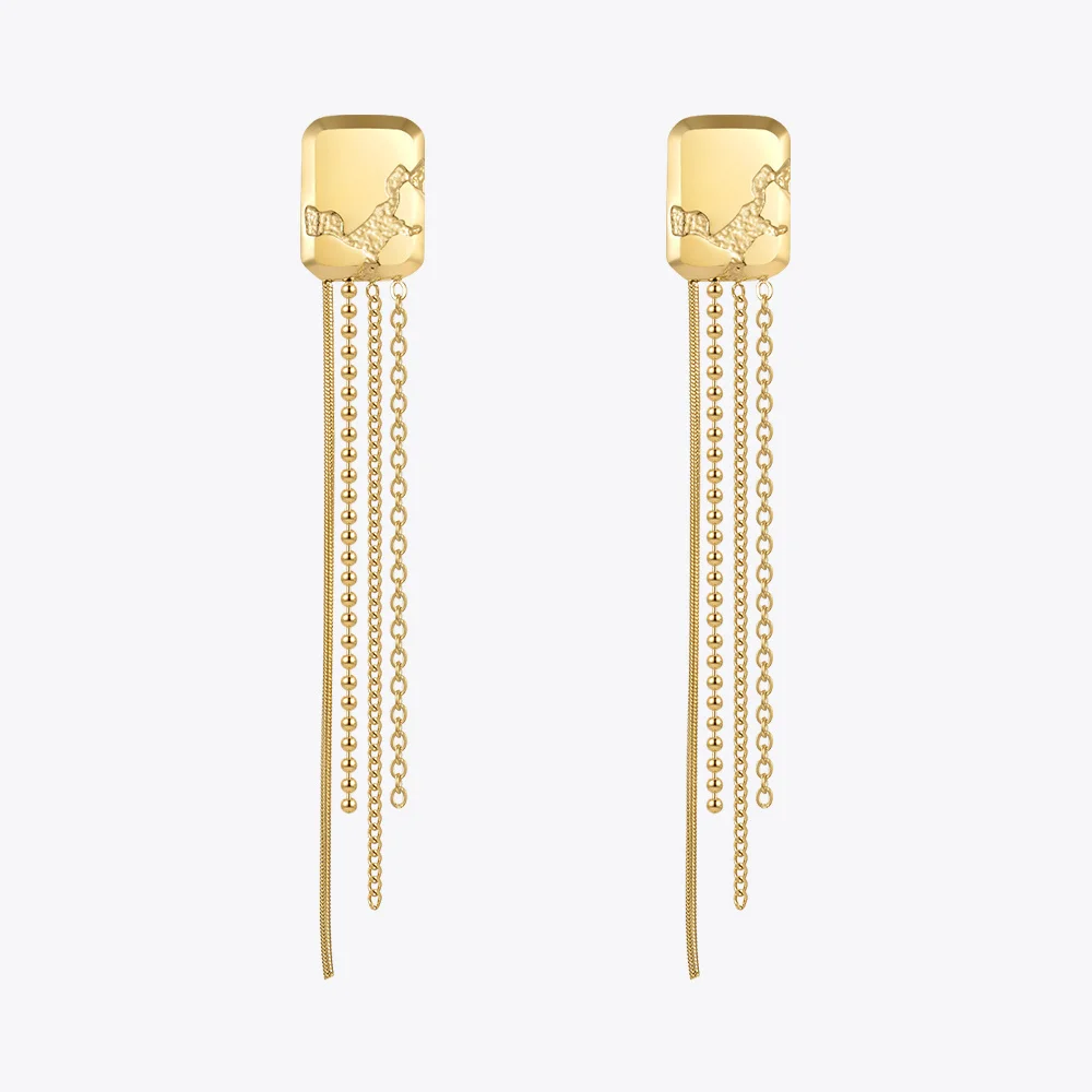 ENFASHION Simple Stainless Steel Gold Color Drop Earrings Chain Tassel Earring Pendientes Mujer Fashion Jewelry Party E221354