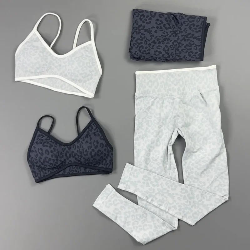 2-teiliges Gym-Set für Damen: Leoparden-Top mit dünnen Trägern und Bauchunterstützung sowie High-Waist-Body-Hose – Ideal für Gewichtheben, Jogging und Freizeit – Detail 5