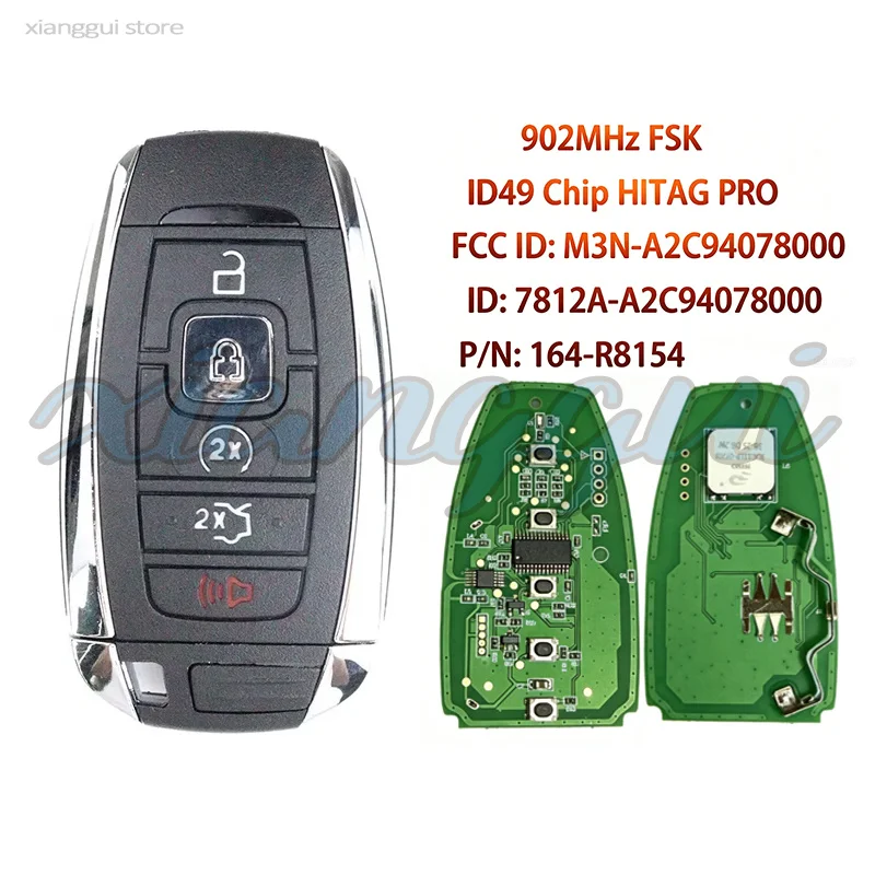 902MHZ ID49chip M3N-A2C94078000 Car Key Remote for Lincoln Continental MKC MKX MKZ Navigator Nautilus 2017-2019 2020 2021 2022