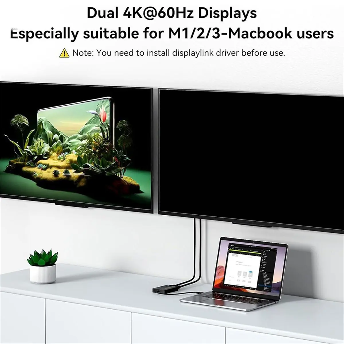 TYPE-C + USB Dual-Head 2-in-1 Docking Station with USB 3.0 Display Hub with Dual -Compatible 4K Converter