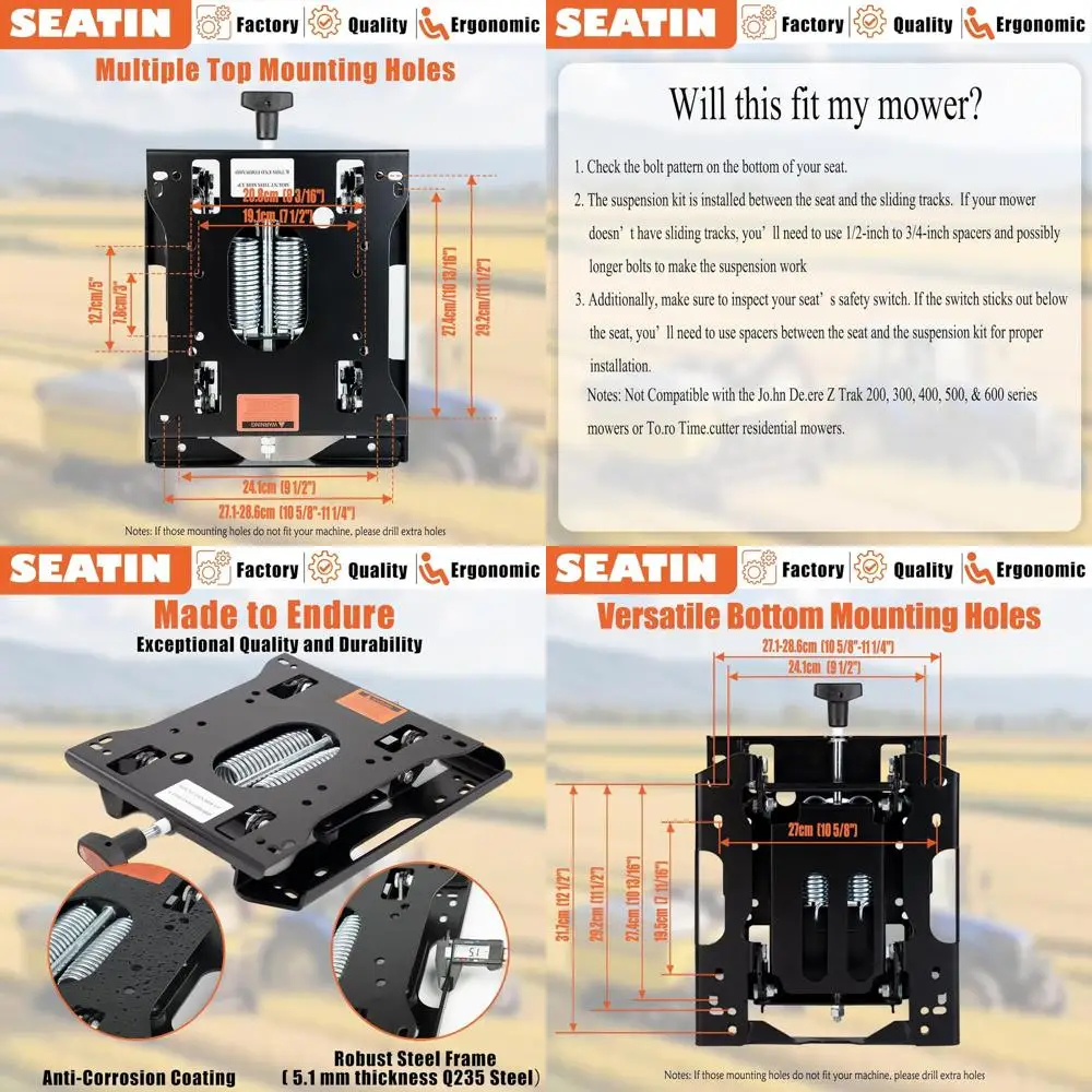 

Низкопрофильный комплект подвески для газонокосилок с нулевым радиусом поворота, совместимый с различными неоригинальными сиденьями