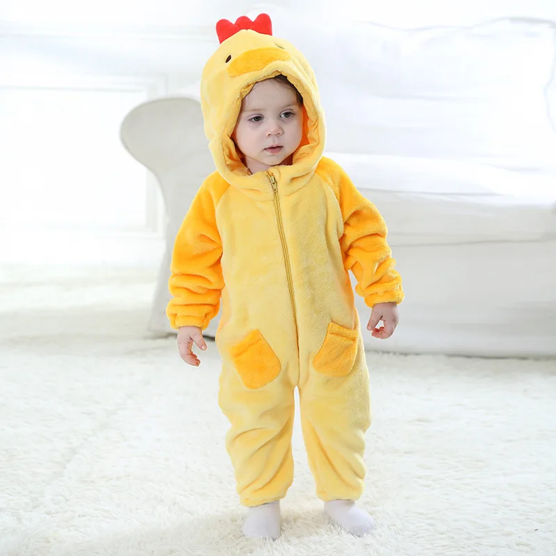 Umorden Halloween Easter Yellow Chick Costumes Rompers for Baby Boys Girls Infant Toddler Hooded Jumpsuit Flannel 0-3T