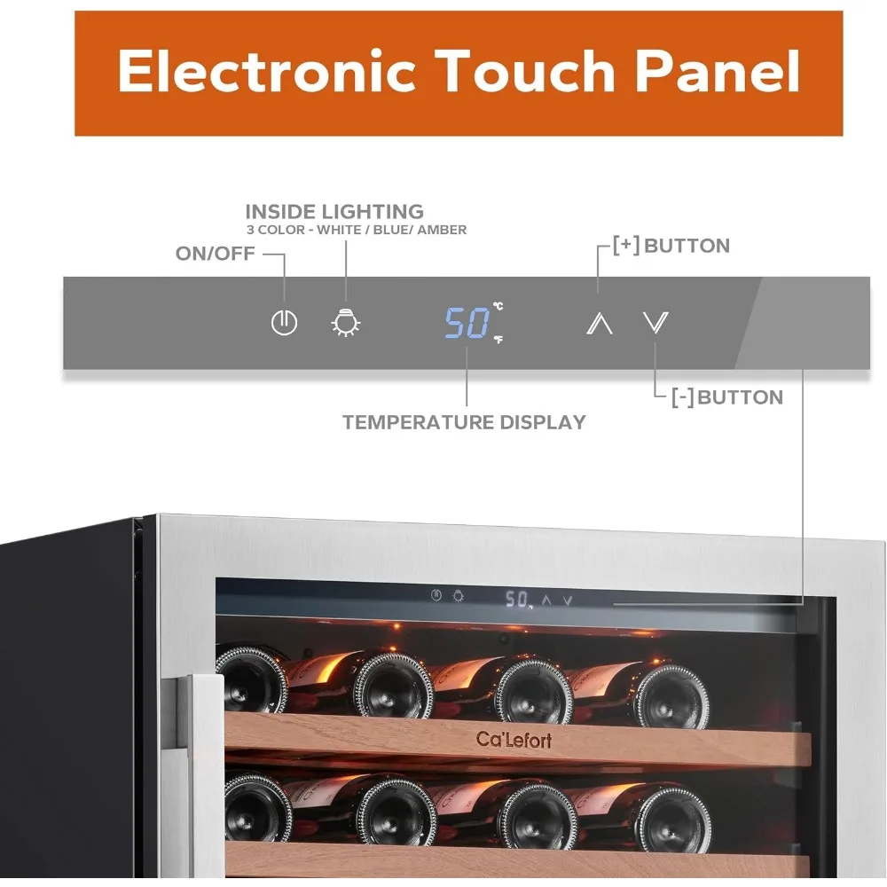 ثلاجة نبيذ مقاس 24 بوصة، ثلاجة تبريد 54 زجاجة، 40-65 ° F باب زجاجي للثلاجة، 3 ثلاجة LED