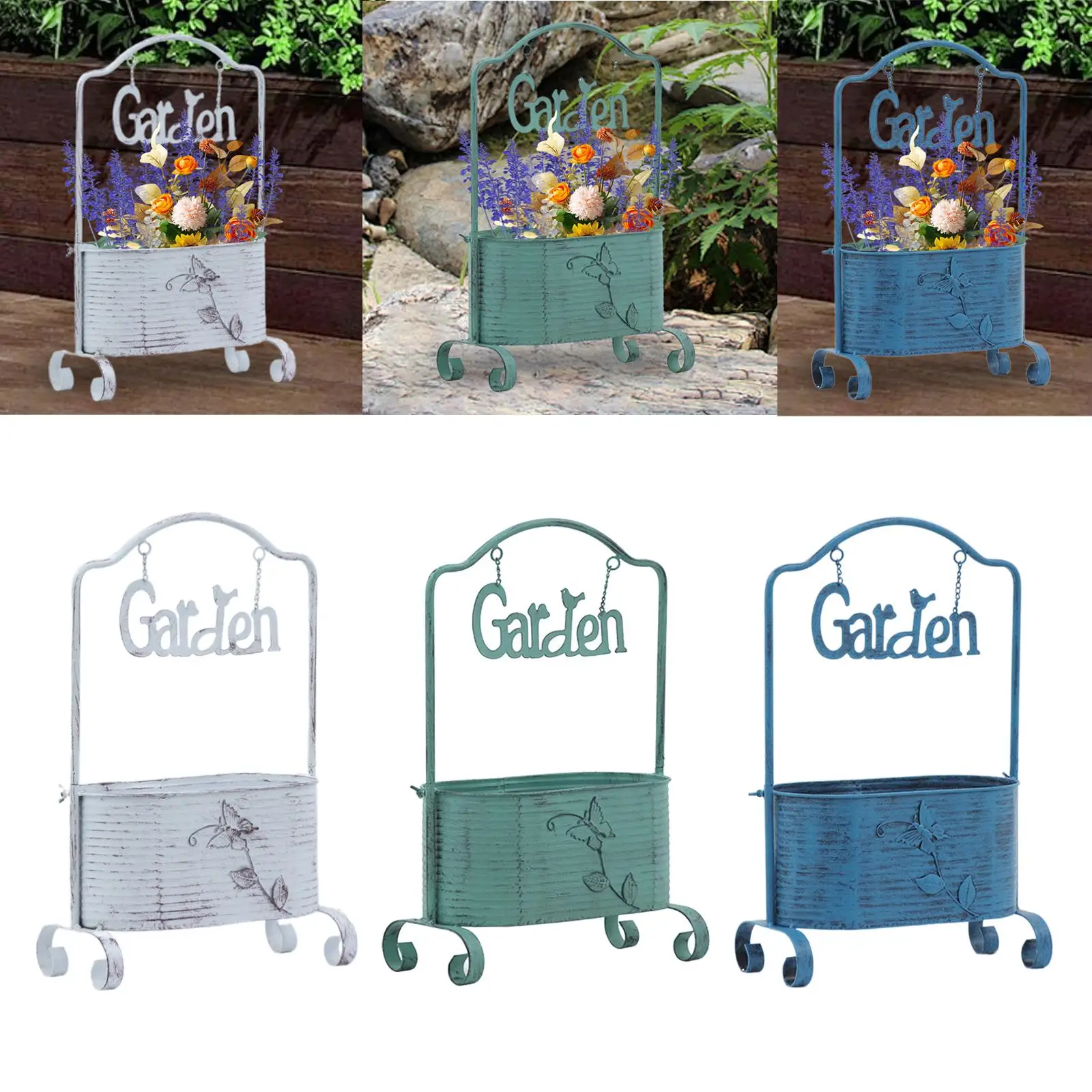 

Iron Planter Pot Metal Flower Pot for Indoor Outdoor Home Office Balcony