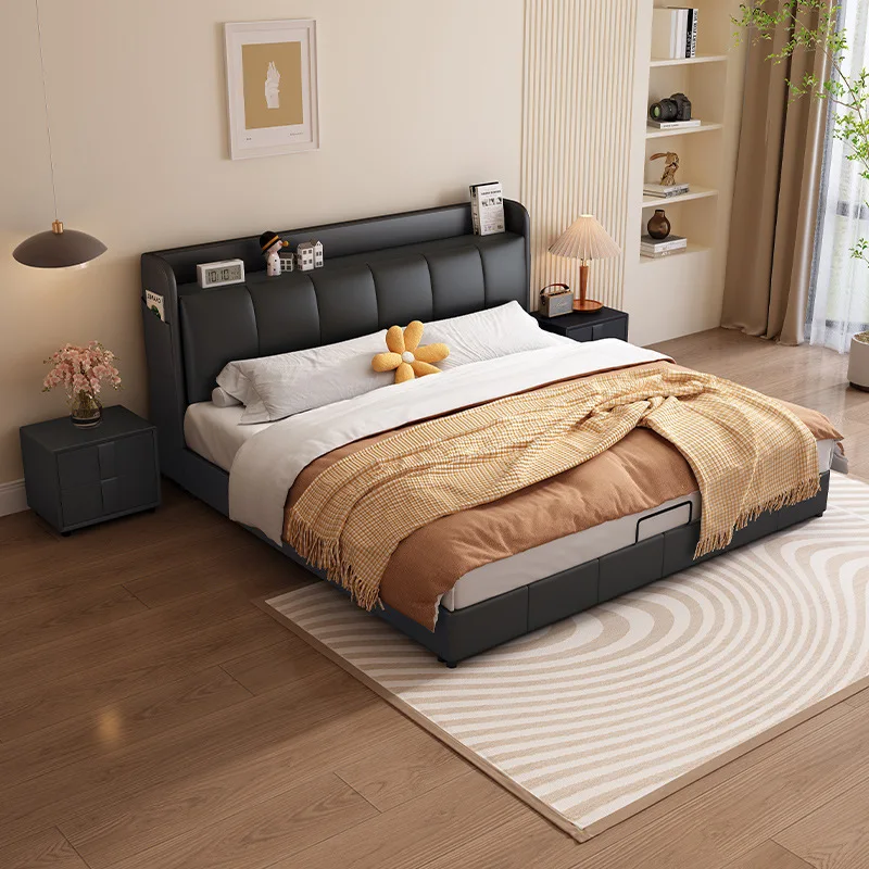 bed collection light luxury king Nordic small apartment storage master bedroom wooden