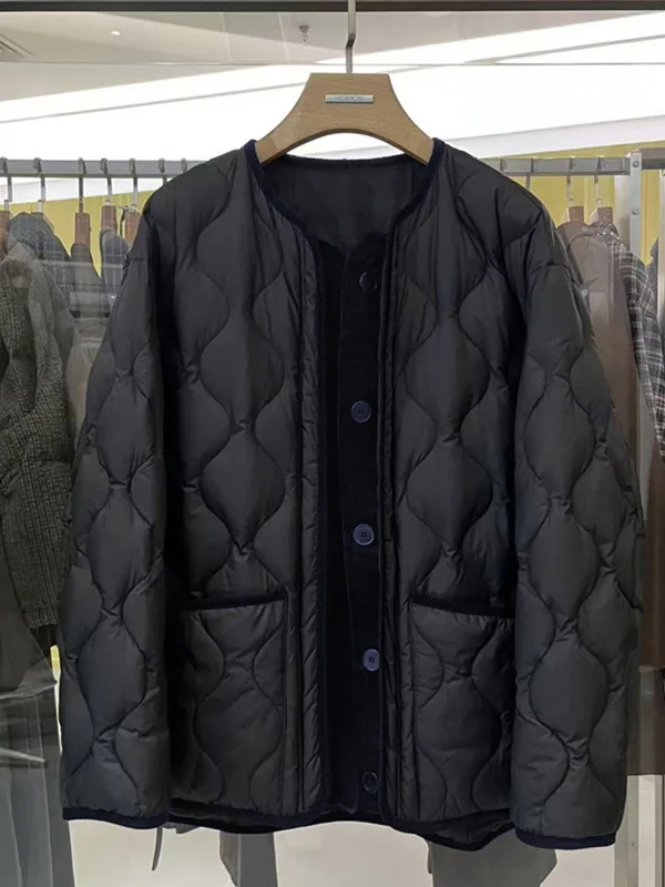 Lose Passform, rund, gesteppte Baumwolle, Jaet Color Blo, vielseitige, schlankmachende Winter-Oberbekleidung, koreanische Sle Thiened Long Sve