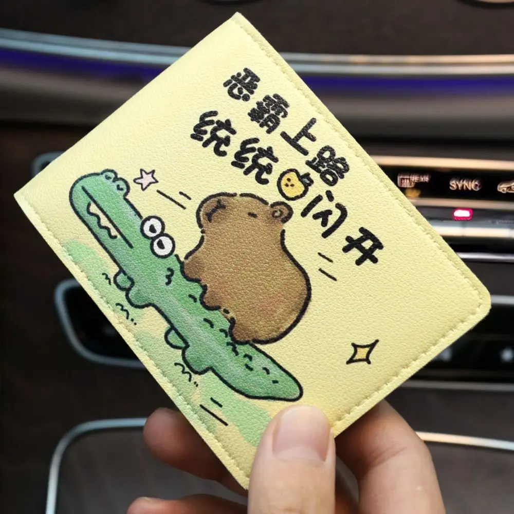 Pu Leather Capybara Card Holder Printing Driving License Leather Case Driving License Protective Cover Cartoon Change Purse