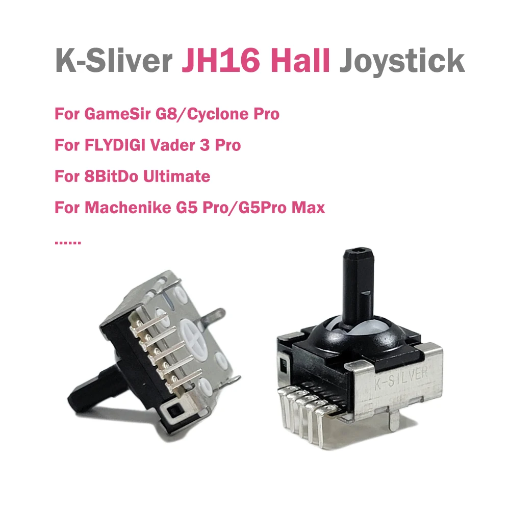 2pcs K-SILVER JH16 Hall Joystick for Gamesir G8 Flydigi Vader 3 Pro for 8BitDo 2.4G/Machenike G5 Pro Hall 3D Analog Thumbstick