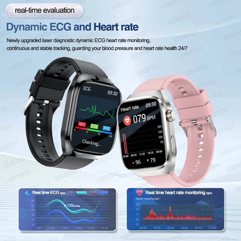 Nuevo reloj inteligente ECG para hombres y mujeres, diagnóstico de salud, monitorización de órganos, análisis corporal, presión arterial, oxígeno en sangre, grasa en sangre, ácido úrico, monitor de temperatura, llamadas Bluetooth, rastreador de actividad física a prueba de agua, reloj inteligente deportivo