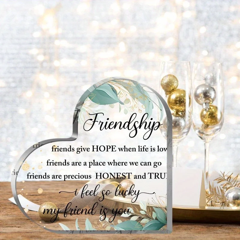 ديكور سطح المكتب للصداقة من الأكريليك على شكل قلب ثنائي الأبعاد - أمل أن تحية الصداقة والهدايا للأصدقاء والأخوات