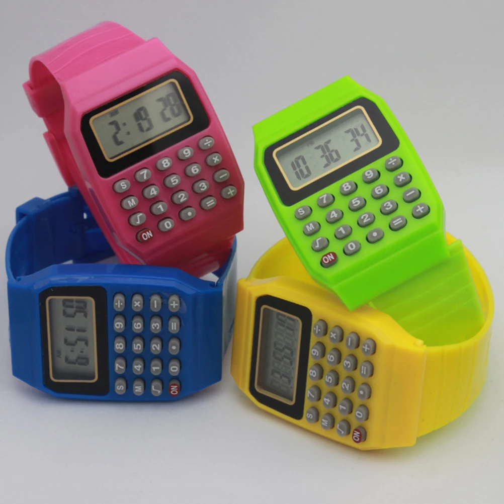 

2 Pcs Calculator Watch for Kids Children's Wrist Watch Portable Math Learning Tool Birthday Sports Watches