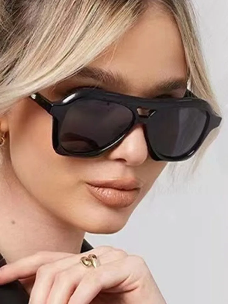 Retro Double Beam Sunglasses Women Brand Designer Glasses New Ins Fashion Personalized Gradient Eyewear Men Eyeglasses UV400 image 2