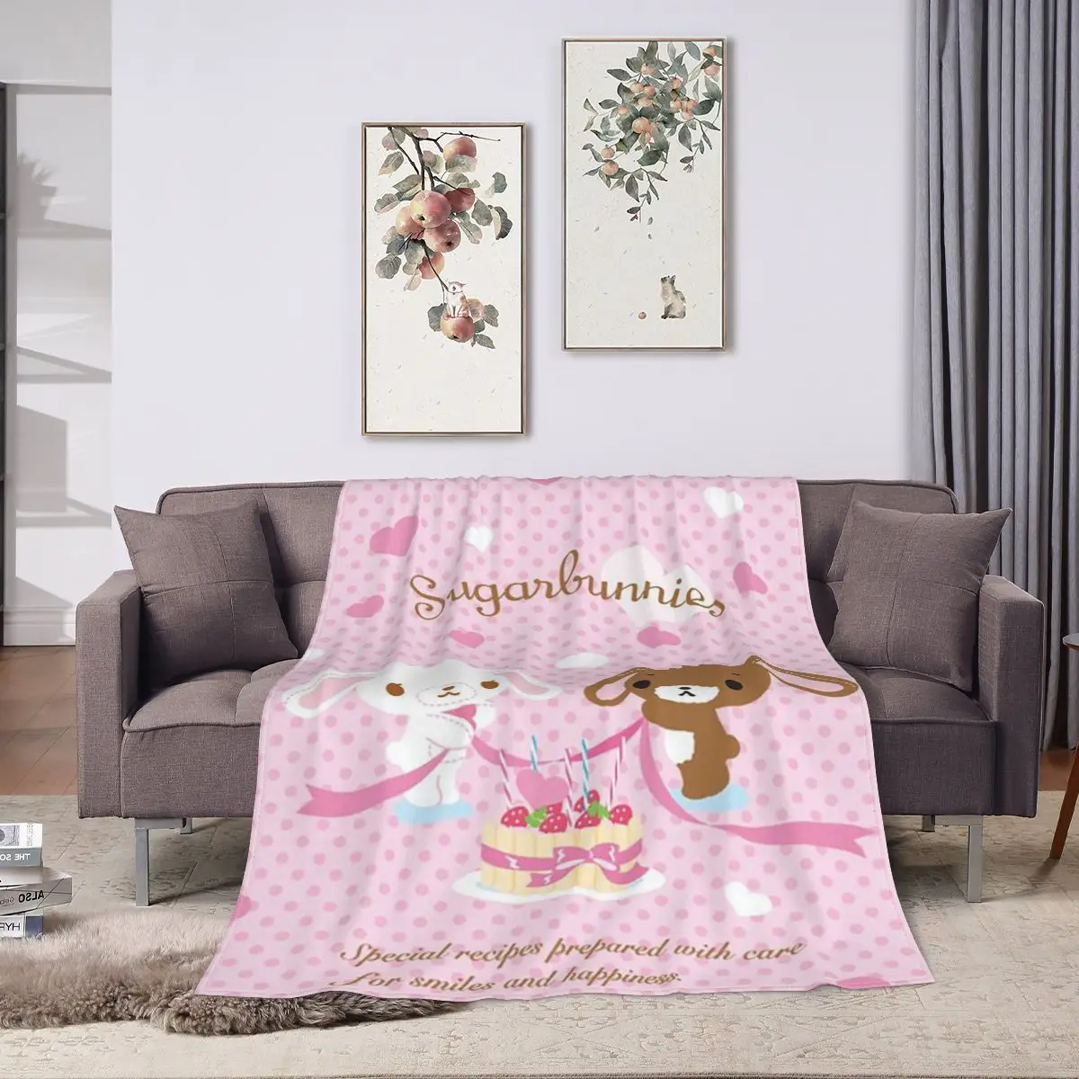 Sugarbunnies Blankets Flannel Breathable Sofa Throw Blankets For Couch Bedding Office Throws Bedspread Quilt