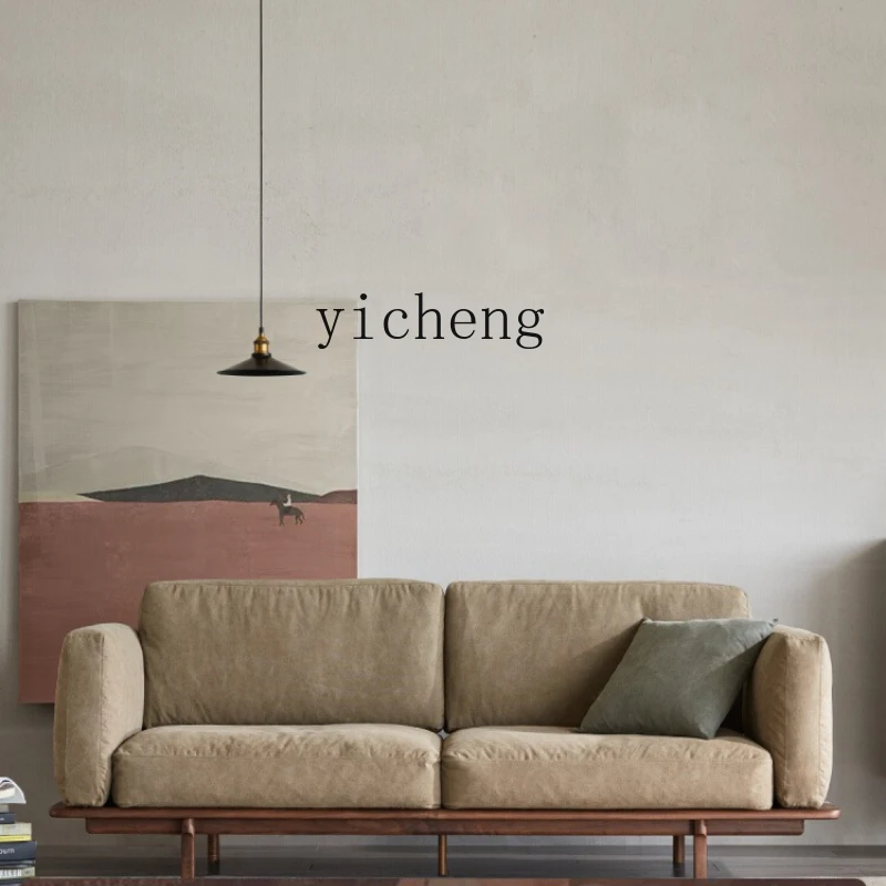 

ZK fabric solid wood small apartment modern simple living room Nordic three-person leisure light luxury sofa chair