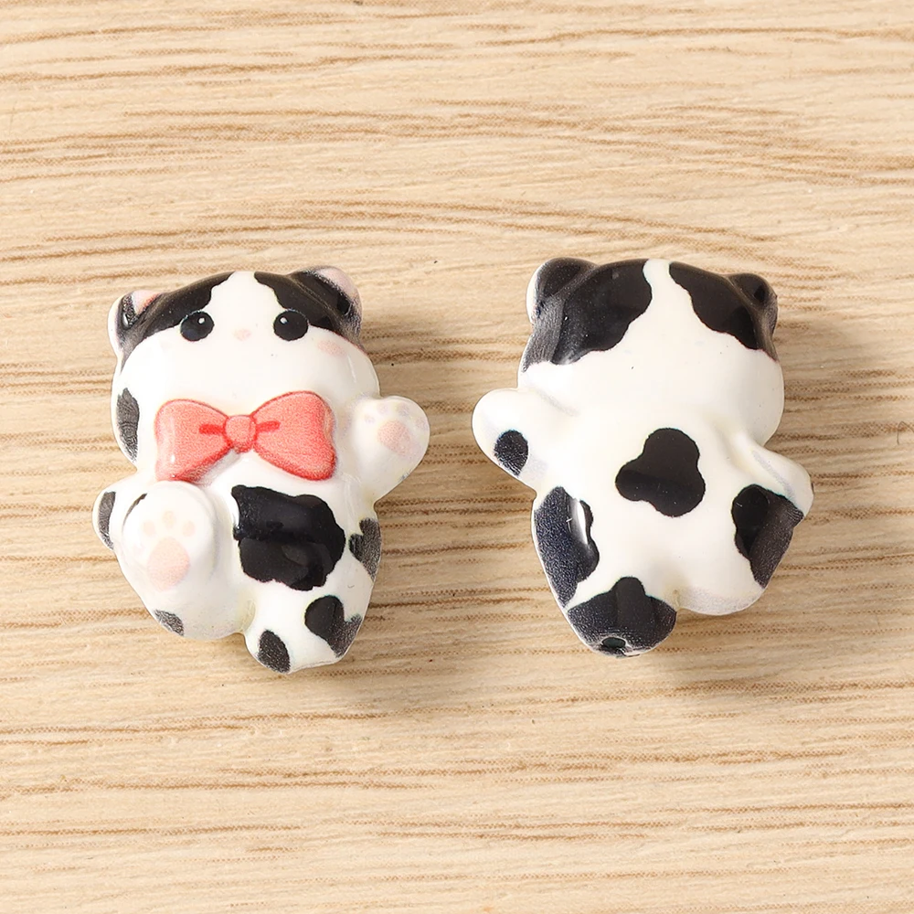 Tusember 5 Stück 15*19mm Niedliche Kawaii Keramik-Katzen-Anhänger Perlen für Schmuckherstellung Armbänder Halsketten DIY Mädchen Geschenke – Detail 7