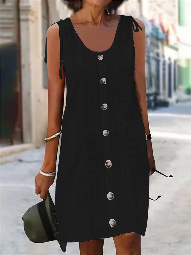 حار بيع الصيف المرأة سترة تنورة U الرقبة الرباط حزام الكتف زر جوفاء بسيطة موضة الشارع عطلة تنورة صغيرة