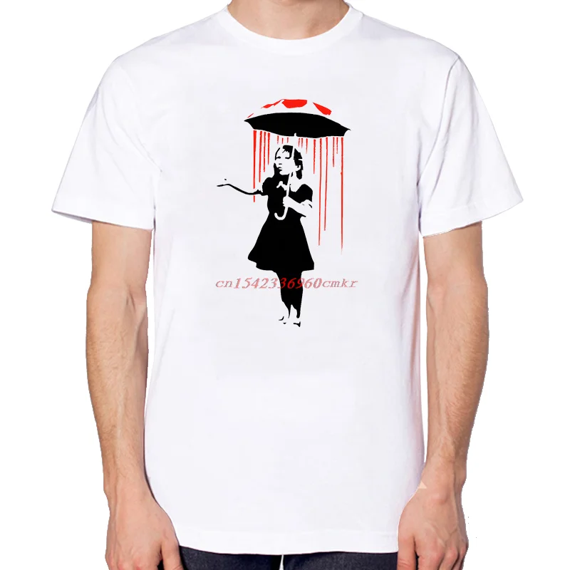 Blood Rain Girl With Umbrella Fashion Funny Streetwear Print T Shirt Summer Cotton Tees Tops O-Neck New Shirts And T-Shirts