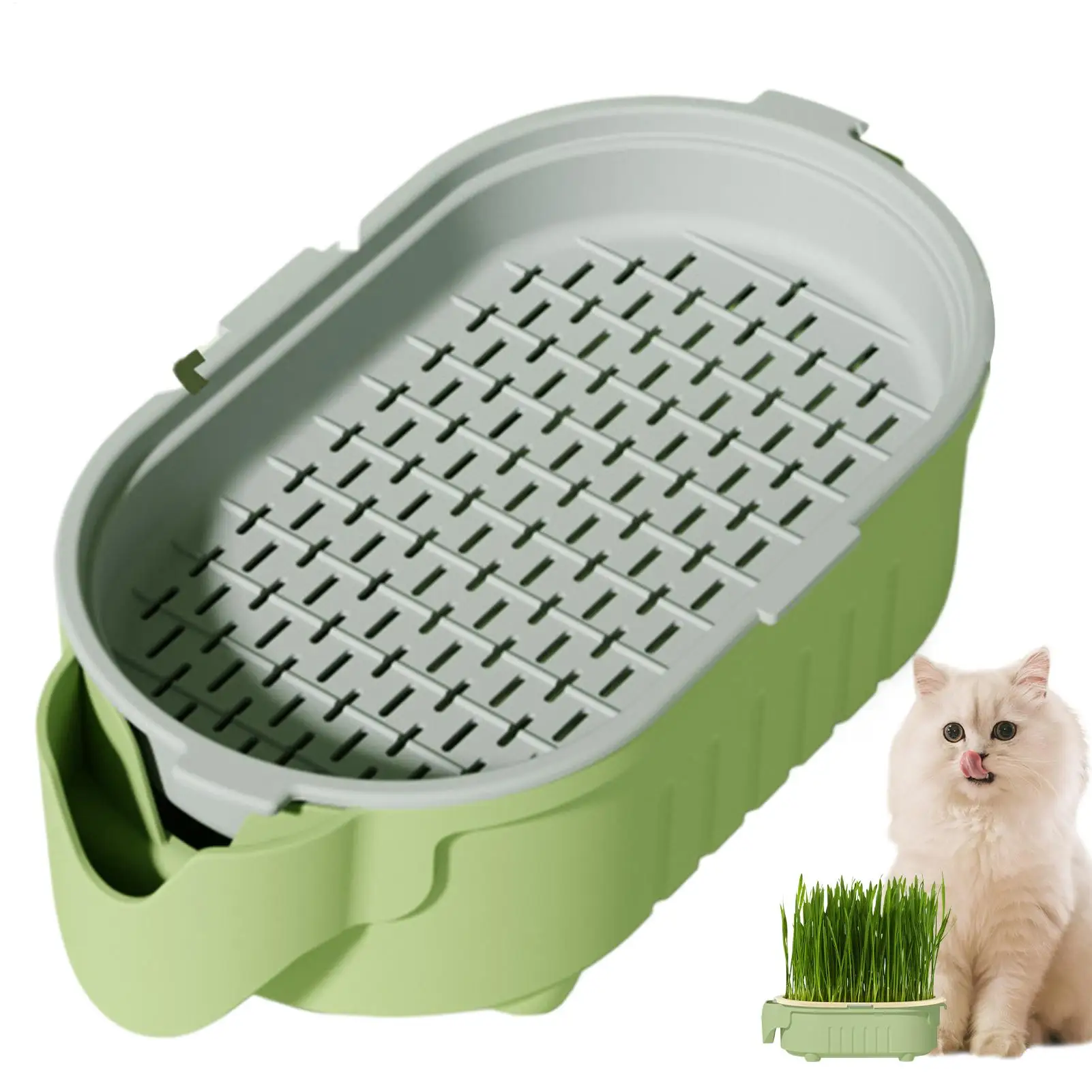 Novelty Elephant Cat Grass Planting Tray Soil-Less Watering Hollow Out Plant Pot Cat Grass Container for Pet Cat Healthy Snacks