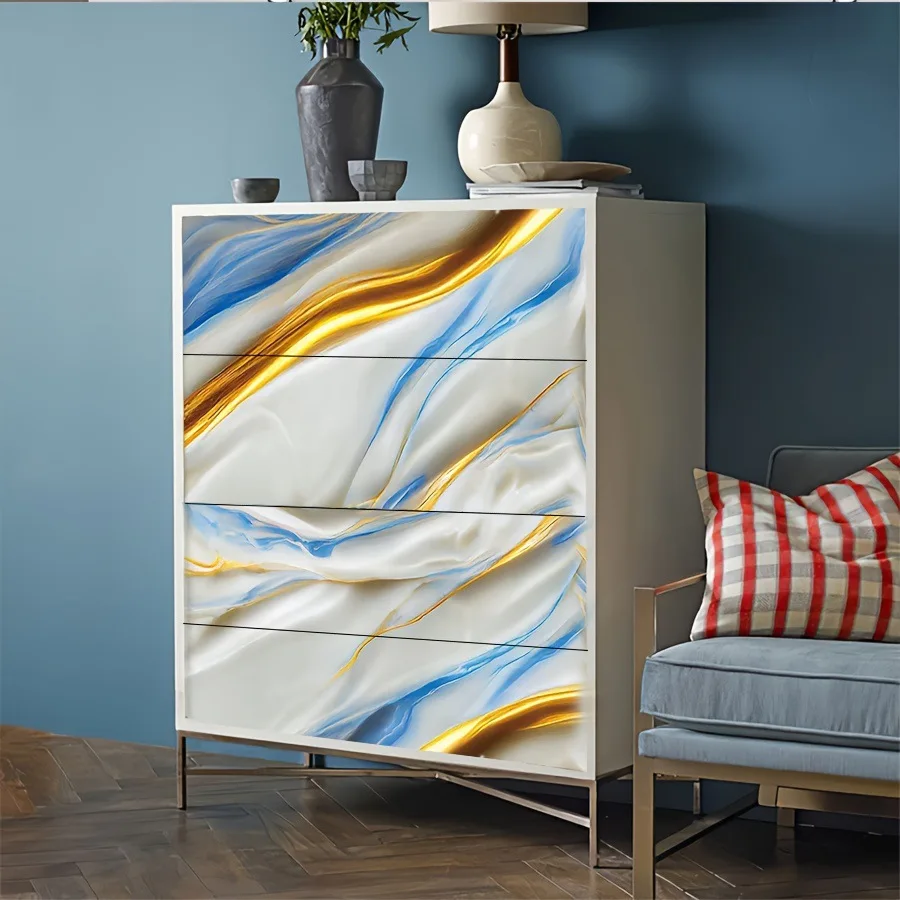 Blue Gold Self-adhesive Wallpaper Imitating Marble Texture Self-adhesive Wall Kitchen Oil Resistant Sticker Background Wallpaper