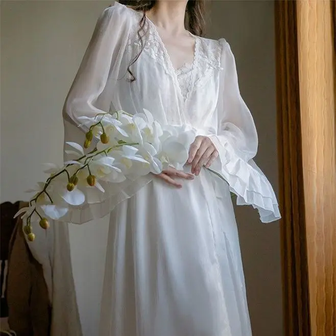 Camisón Retro francés, ropa de dormir de estilo princesa Retro, vestido de noche de boda, salón de casa de hadas, disfraz, nuevo, Vintage