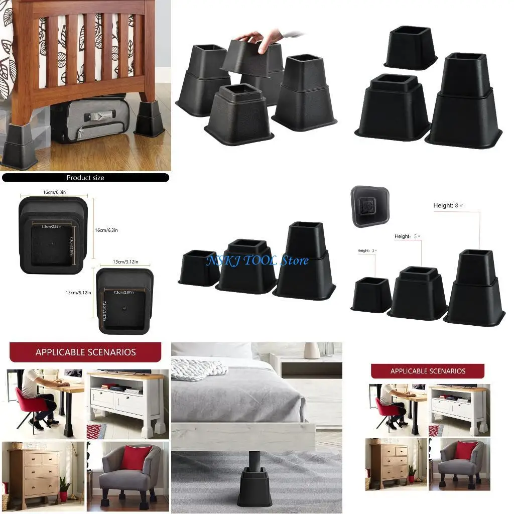 

L8RC Thickened Plastic Covers Not Slip Noise Reducing Floor Protectors Furniture Slider Pad for Household Use