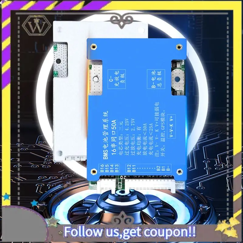 New 16S 50A Ternary Lithium Battery Protection Board 60V Charge And Discharge With Voltage Balance Bms Function For E-Bike