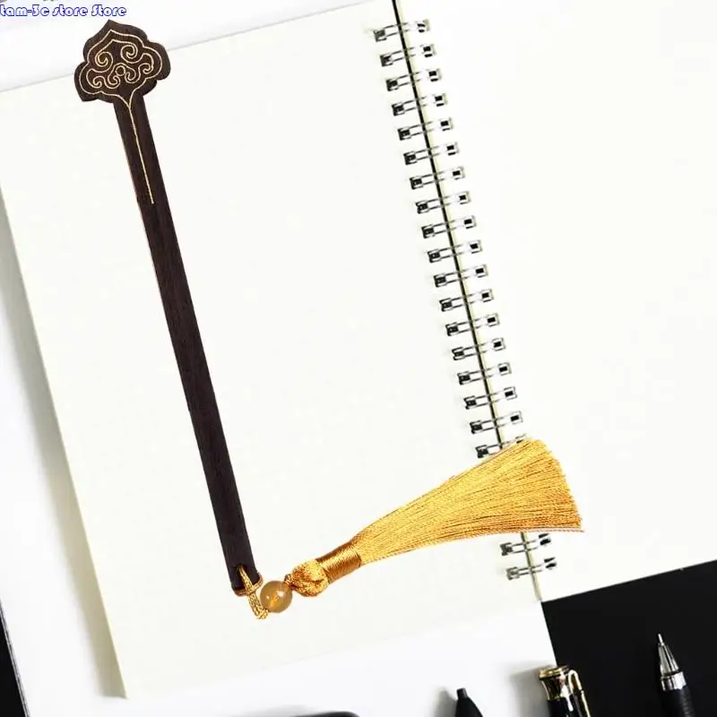 D0UA 목재 북마크 서적 페이지 마커 타셀 북마크 책 읽기 보조 도서 애호가 학생 성인 생일 선물