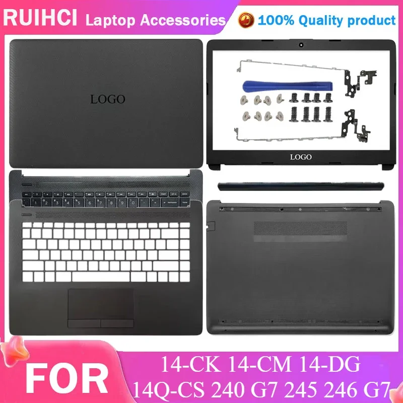 

New For HP 14-CK 14-CM 14-DG 14Q-CS 240 G7 245 246 G7 Laptop LCD Back Cover/Front Bezel/Hinges/Palmrest/Bottom Case Black 14inch