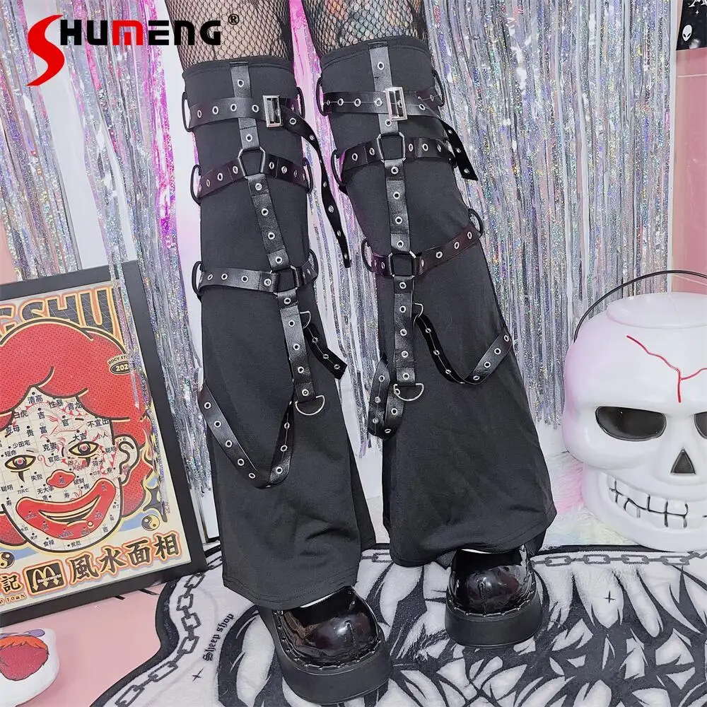 

Fall 2024 Fashion Black Leg Warmer Punk Hot Girls Streetwear Y2k Dark Asian Culture Millennium Horn Foot Sock Thigh High Socks