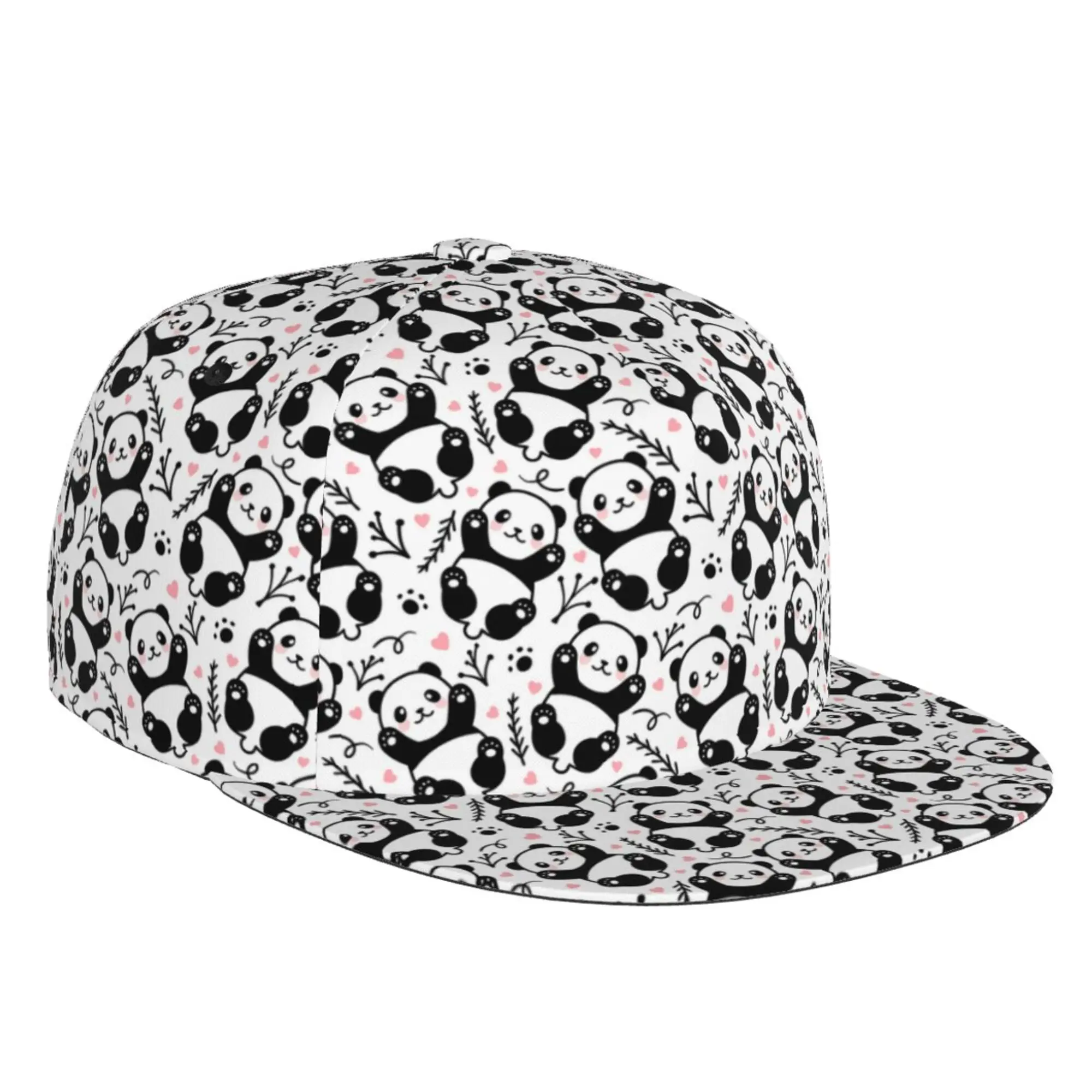 

Cute Panda Cartoon Flat Brim Baseball Cap Hip Hop Snapback Hat All Seasons Adjustable Adults Teens Trucker Cap One Size Print