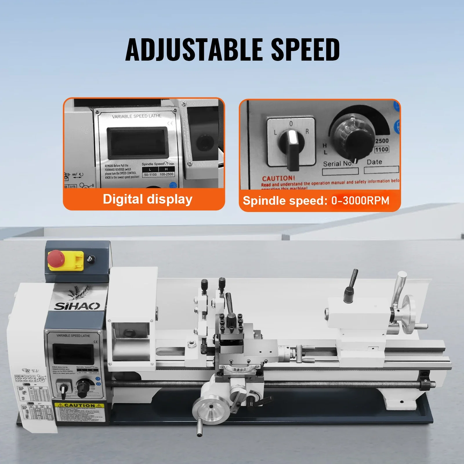 SIHAO 220x750 Metalldrehmaschine 1500W Tischdrehmaschine mit Schnellwechsel-Werkzeughalter - Robustes Design, hohe Präzision beim Drehen – Detail 8