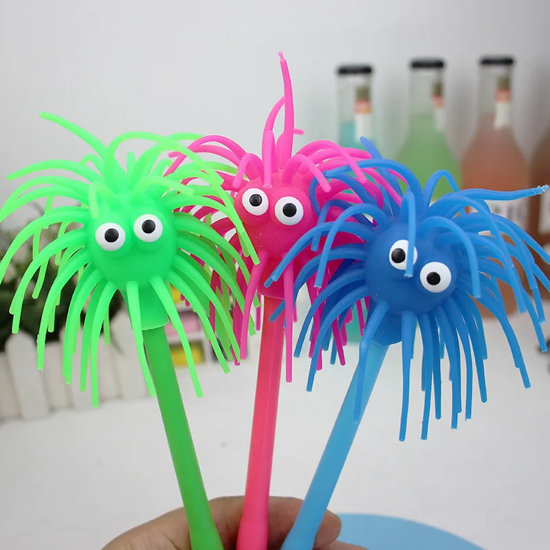 3Pcs Kugelschreiber Nette Seeigel Geformte Stifte Weiche Gummi Monster Stifte Büro Schreibwaren Kreative Blaue Tinte Gel Stifte büro – Detail 1