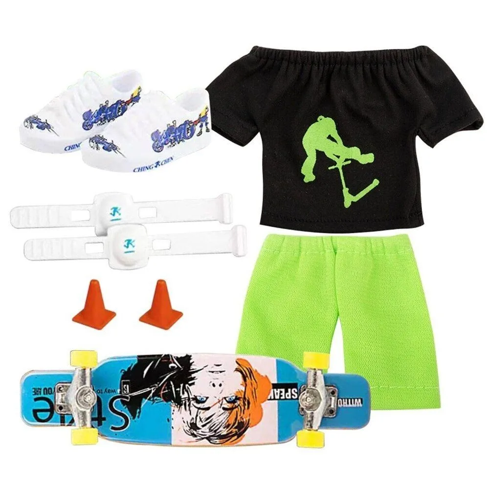 Mini Finger Scooter Set Small Finger Skateboard With Pants & Shoes Clothes Kit With Pants & Shoes Small Finger Skateboard