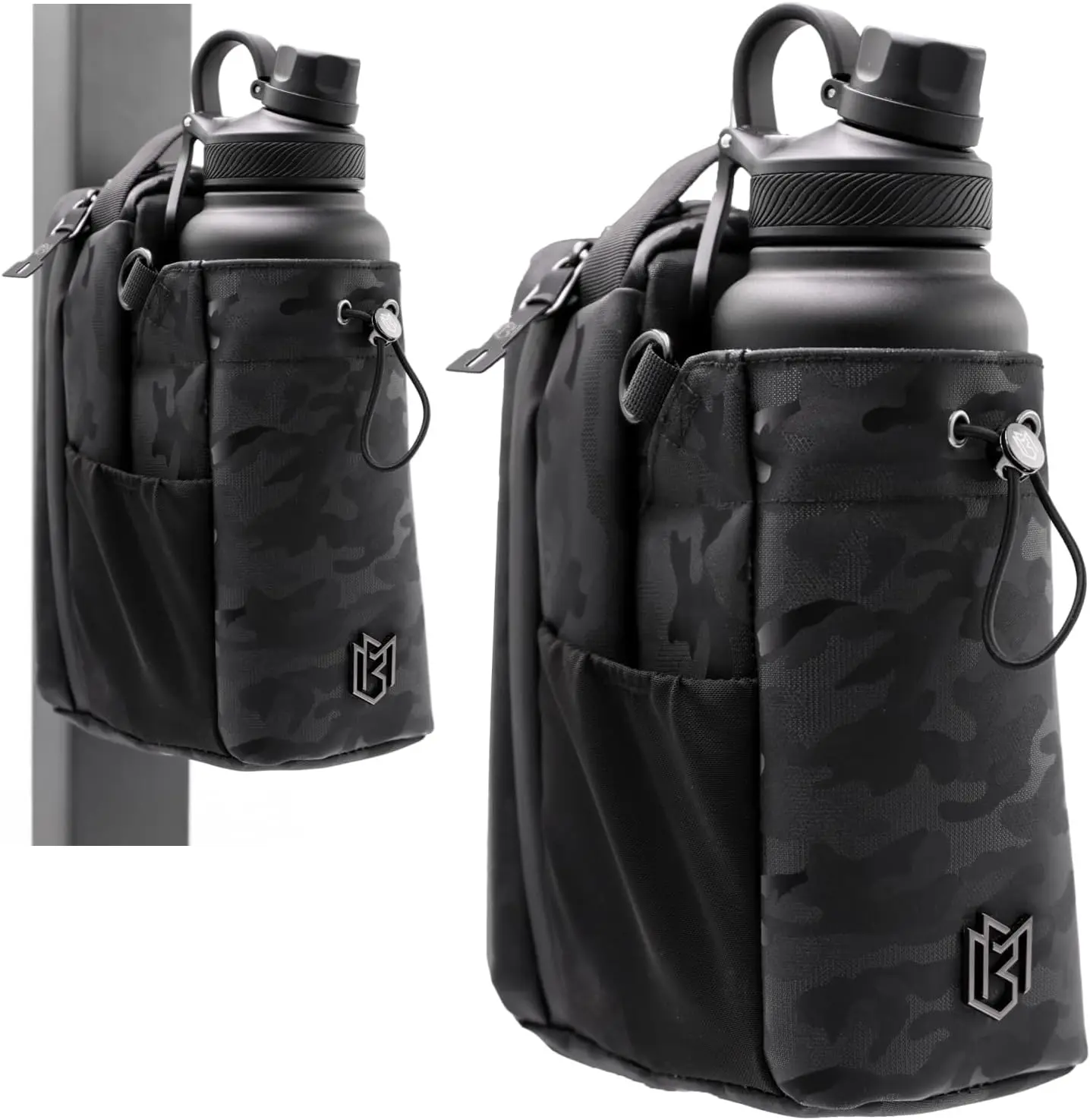 

Magnetic Bottle Bag Sling for Gym, Travel & Sports - Keep Items Off Dirty Floors, Fits 46oz Bottles (Black Camo)