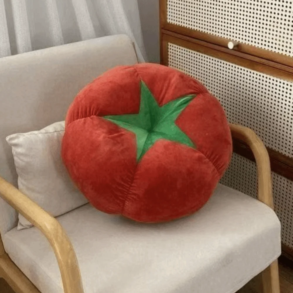 Image of PP-Baumwollfüllung Rundes Tomatenkissen 3D Verdicktes Tomaten-Sofakissen Weiches Pilzförmiges Fenstersitzkissen Wohnzimmer