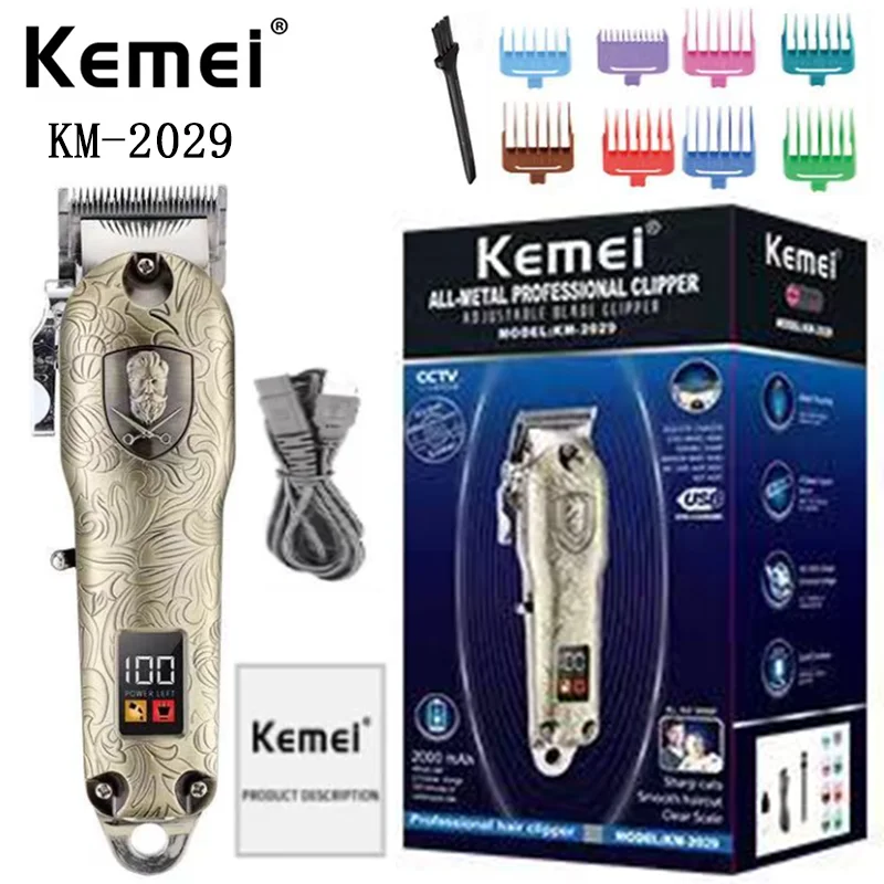 

kemei electric rechargeable hair clipper KM-2029 usb charge professional hair clipper with lcd display