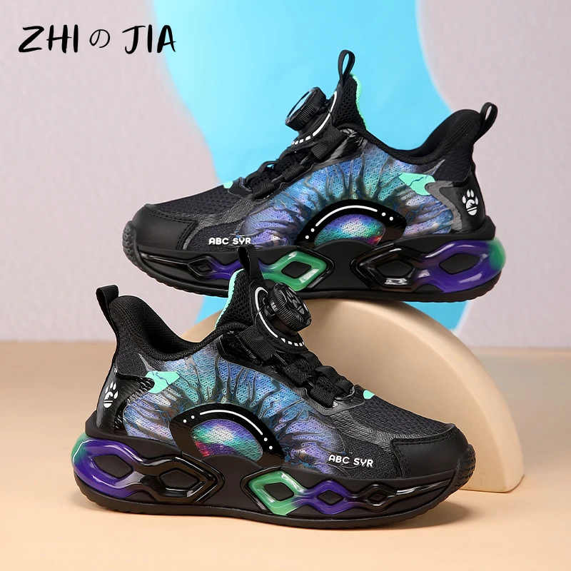 Autumn Mesh Breathable Children's Sneaker New Boys Rotating Buckle Lightweight Running Shoes Student Fashion Trendy Footwear