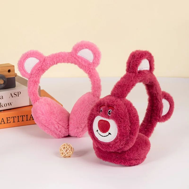 غطاء أذن دافئ للأطفال بتصميم جديد للشتاء - غطاء أذن من القطيفة على شكل دب الفراولة الصغيرة اللطيفة، تدفئة الأذن، واقيات أذن سميكة، #3