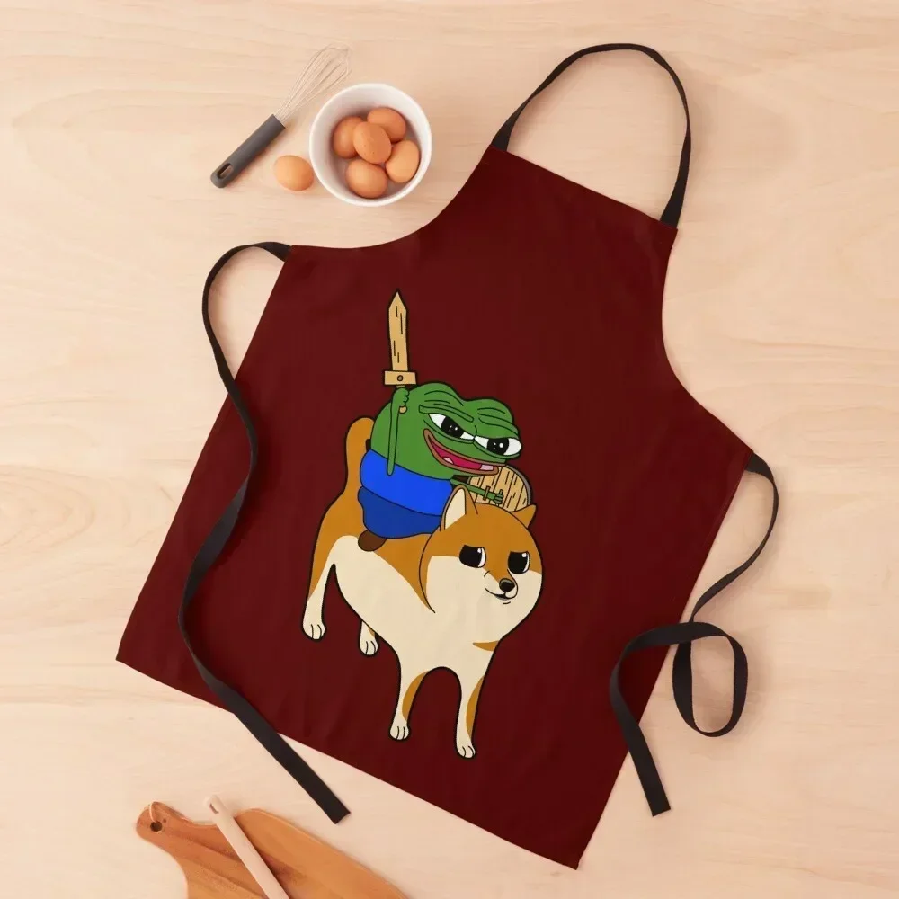 

Peepo riding Doge in glory to battle Apron men Waterproof Kitchen For Women For Hairdresser For Girl Apron