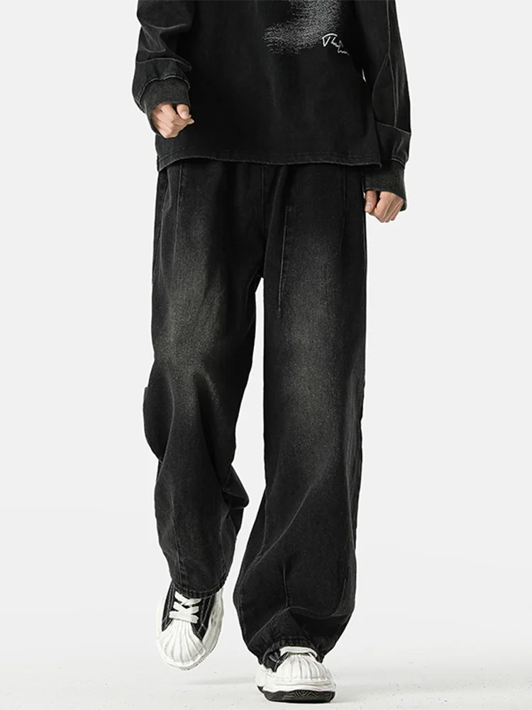 

Американские ретро-джинсы для мужчин: весенне-осенние свободные прямые брюки, широкие штаны в стиле High Street, молодежные модные длинные брюки