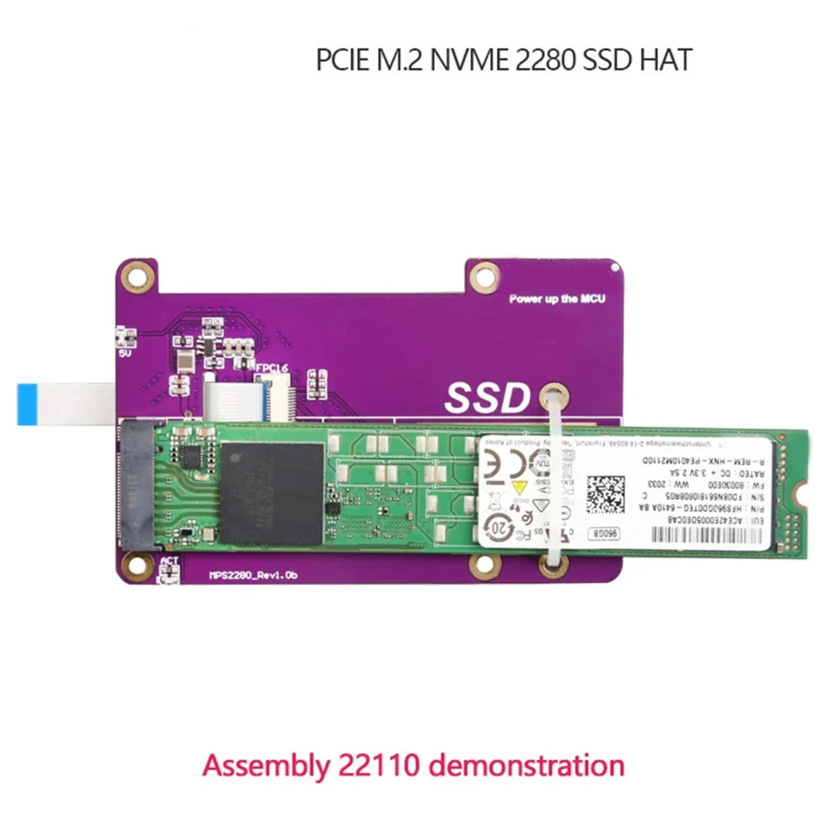 AT87-PCIE M.2 NVME 2280 2230 2242 Gen3 SSD HAT Expansion Board for Raspberry Pi 5