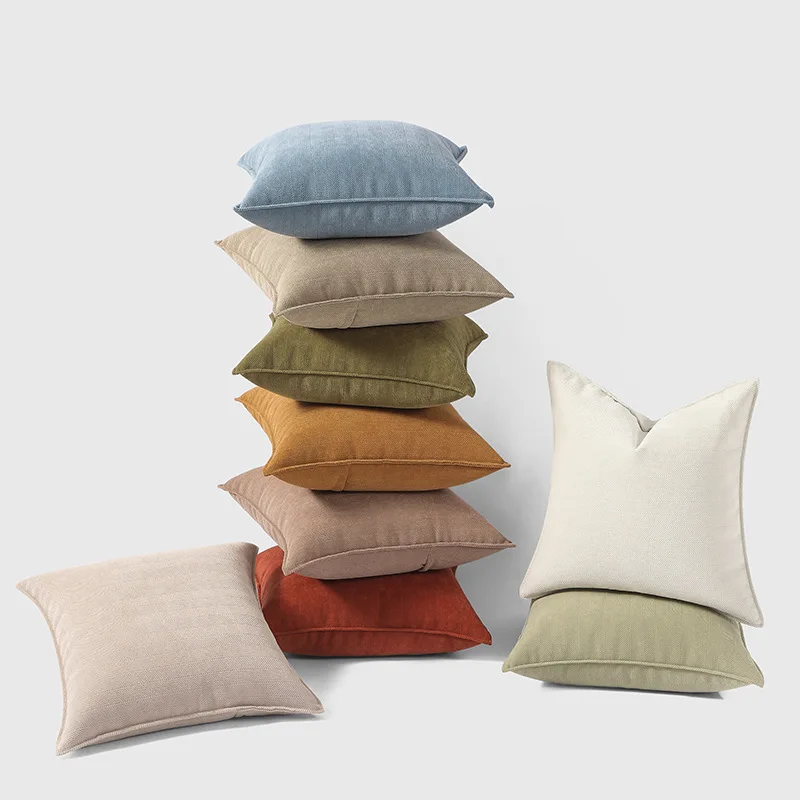 Modern Minimalist Chenille Pillow with  Pressing Living Room Sofa Bedroom Cushion Cover Home Decorative Pillow Case